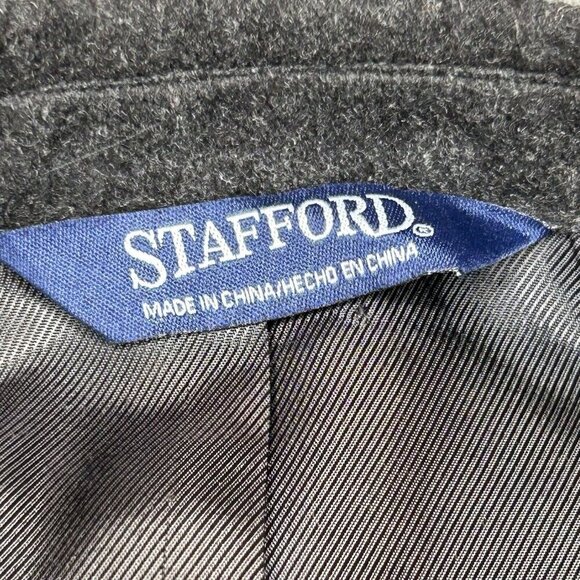 Stafford Wool Blazer Mens 40S Charcoal Gray Wool Jacket Sport Coat Casual Office - Picture 3 of 13